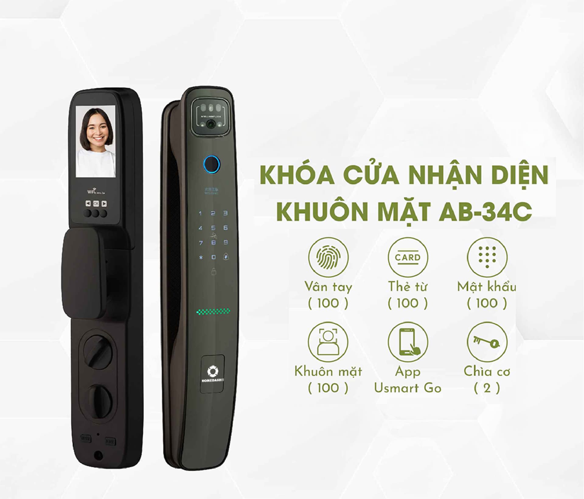 Khóa cửa nhận diện khuôn mặt AB-34C HomeDash